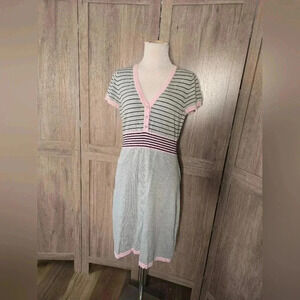 Striped womens gray pink dress casual wear